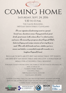 Cogswell Hall Coming Home gala invitation