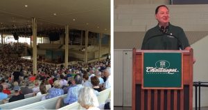 Cleveland Foundation CEO Ronn Richard address Chautauqua Institution amphitheater