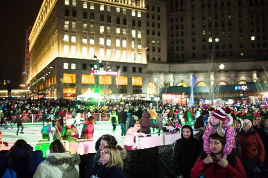 View of Cleveland Foundation Skating Rink during Winterfest at Public Square