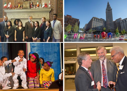 Collage of images includes people and places in Cleveland