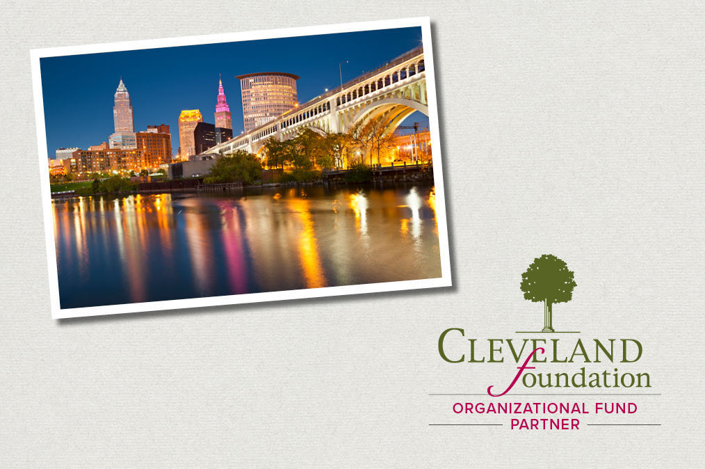 Graphic showing Cleveland skyline at night and Cleveland Foundation Organizational Fund Appreciation Week logo