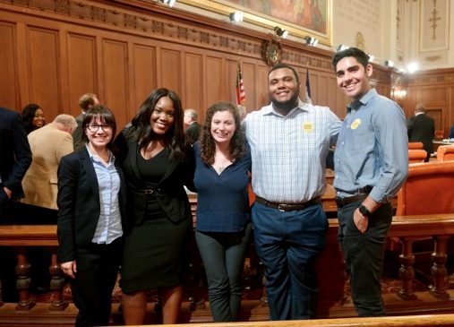 five Cleveland Foundation Public Service Fellows pose for a picture at Cleveland City Council