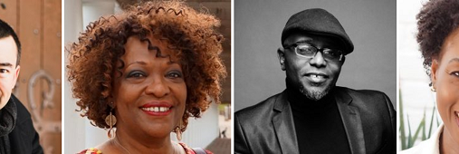 Portraits of authors (left to right) Peter Ho Davies, Rita Dove, Tyehimba Jess and Margot Lee Shetterly