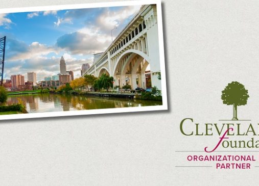 A graphic with Cleveland skyline from river and Cleveland Foundation logo