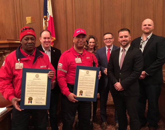 DCA Ambassadors pose with city officials with Mayor's proclamations 