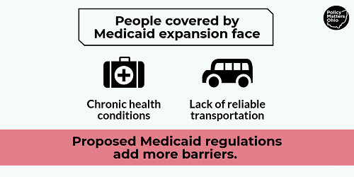 Medicaid expansion infographic showing barriers to access