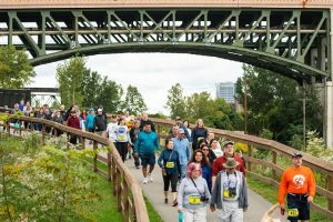 Participants walk along the trail at the Cleveland MEtroparks and Cleveland Foundation Centennial Trail 5K