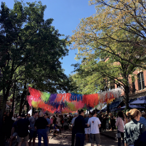 People gathered at a street fair in ohio city 