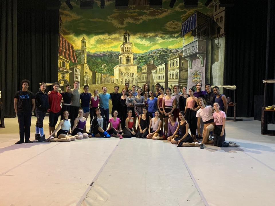 Cleveland Havana Ballet in front of the village set of Romeo and Juliet