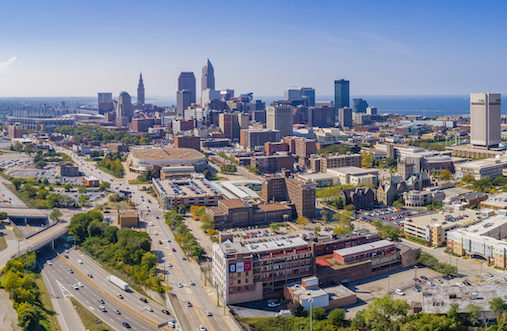 Aerial photos of Cleveland skyline