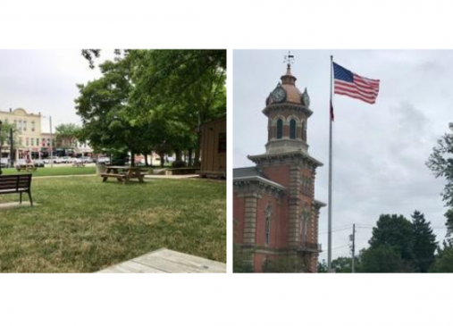 Two images of downtown Chardon