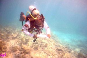 A SYATT scuba diver in the water