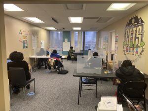 Photo of students in academic learning pod