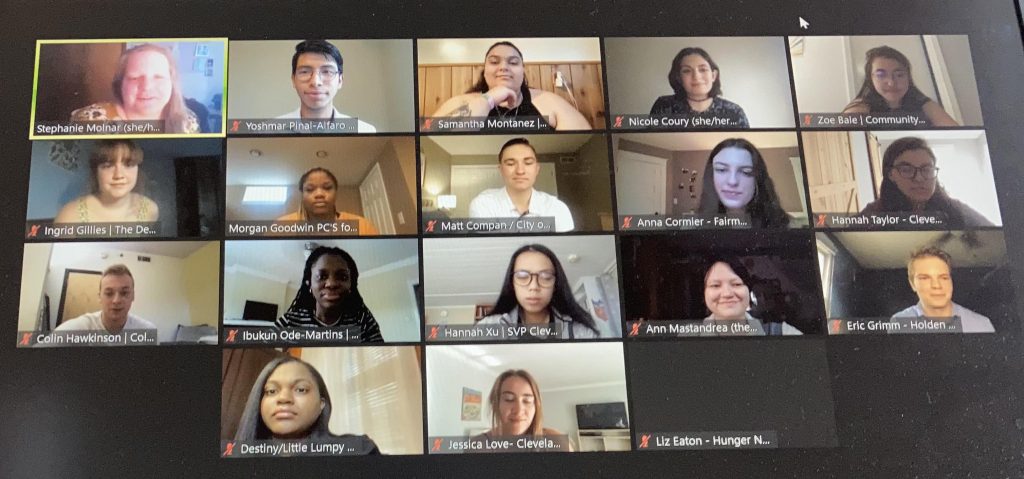 Screen shot of a Zoom meeting between the 2021 Cleveland Foundation summer interns