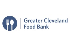 Greater Cleveland Food Bank Logo shows graphic of plate with fork and spoon