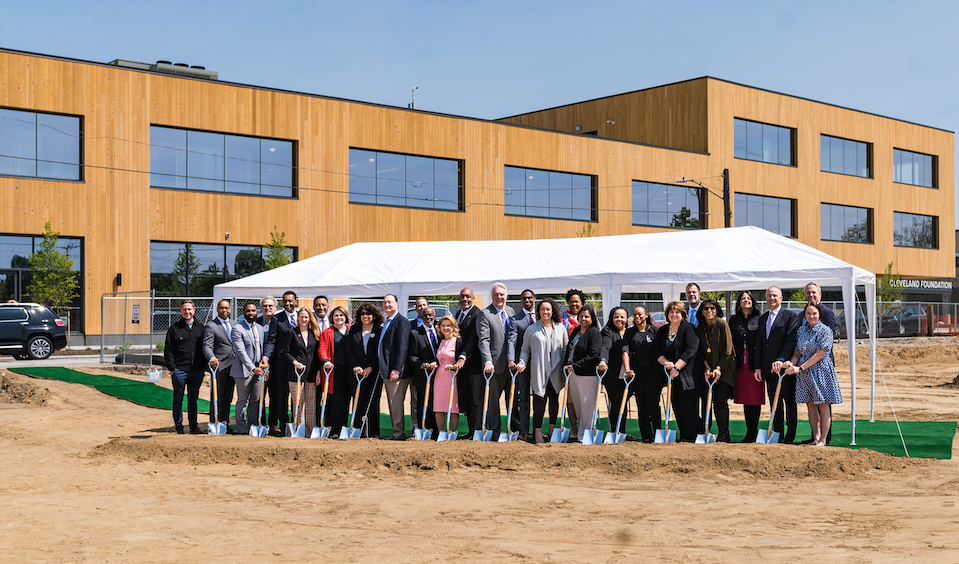 Photo of MidTown Collaboration partners at the construction site.